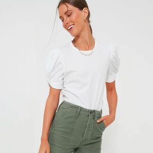 Pomander Place White Vesty Puff Short Sleeve Crewneck, Size Medium, EUC